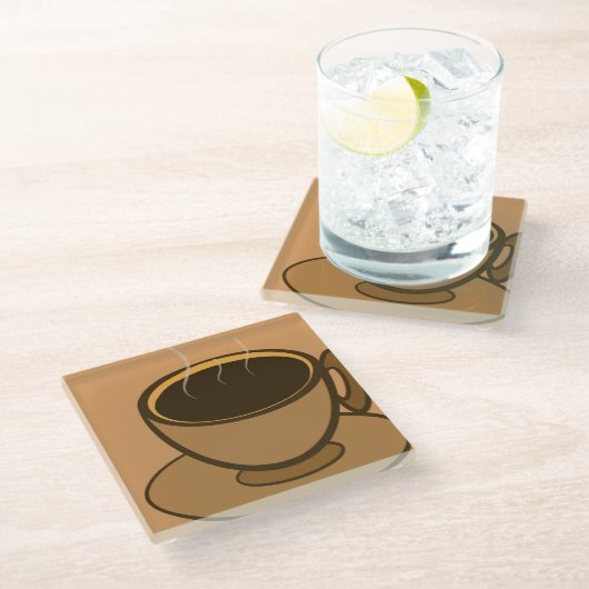 ミッドセンチュリーモダンブラウンコージーコーヒーカップ ガラスコースター (アングル)