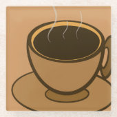 ミッドセンチュリーモダンブラウンコージーコーヒーカップ ガラスコースター (正面)