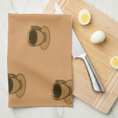 ミッドセンチュリーモダンブラウンコージーコーヒーカップ キッチンタオル (四つ折り)