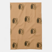 ミッドセンチュリーモダンブラウンコージーコーヒーカップ キッチンタオル (縦)