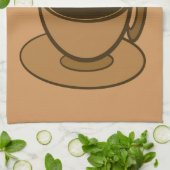 ミッドセンチュリーモダンブラウンコージーコーヒーカップ キッチンタオル (折り畳み)