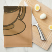 ミッドセンチュリーモダンブラウンコージーコーヒーカップ キッチンタオル (四つ折り)