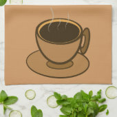 ミッドセンチュリーモダンブラウンコージーコーヒーカップ キッチンタオル (折り畳み)