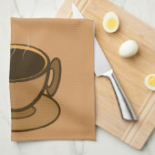ミッドセンチュリーモダンブラウンコージーコーヒーカップ キッチンタオル (四つ折り)