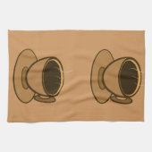 ミッドセンチュリーモダンブラウンコージーコーヒーカップ キッチンタオル (横)