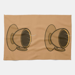 ミッドセンチュリーモダンブラウンコージーコーヒーカップ キッチンタオル