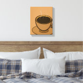 ミッドセンチュリーモダンブラウンコージーコーヒーカップ キャンバスプリント (インサイチュ (寝室))