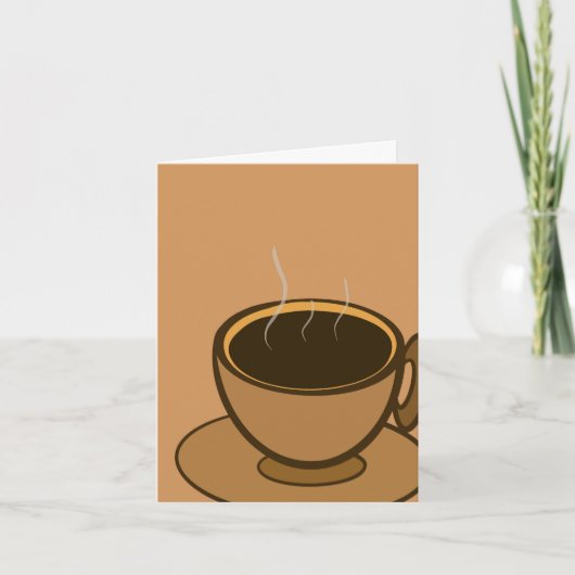 ミッドセンチュリーモダンブラウンコージーコーヒーカップ ノートカード (正面)