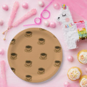 ミッドセンチュリーモダンブラウンコージーコーヒーカップ ペーパープレート (パーティー)