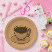 ミッドセンチュリーモダンブラウンコージーコーヒーカップ ペーパープレート (パーティー)