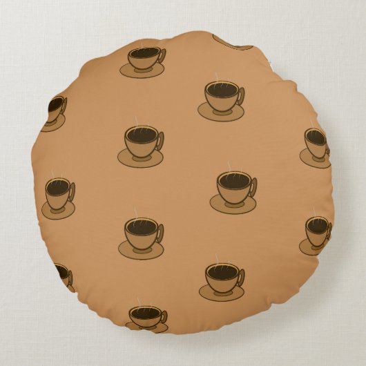 ミッドセンチュリーモダンブラウンコージーコーヒーカップ ラウンドクッション (裏面)
