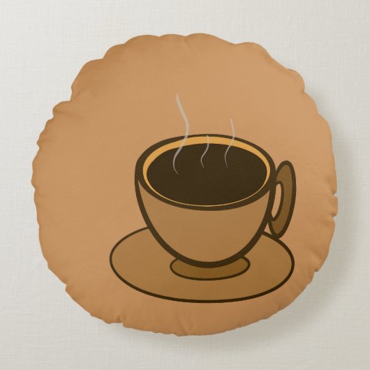 ミッドセンチュリーモダンブラウンコージーコーヒーカップ ラウンドクッション (正面)