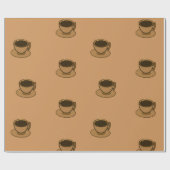 ミッドセンチュリーモダンブラウンコージーコーヒーカップ ラッピングペーパー (フラット)