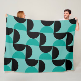 ミッドセンチュリーモダンブラックとミント フリースブランケット