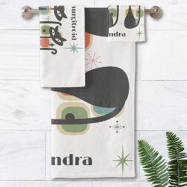 ミッドセンチュリーモダンブラックキャッツ バスタオルセット