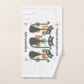 ミッドセンチュリーモダンブラックキャッツ バスタオルセット (ハンドタオル)