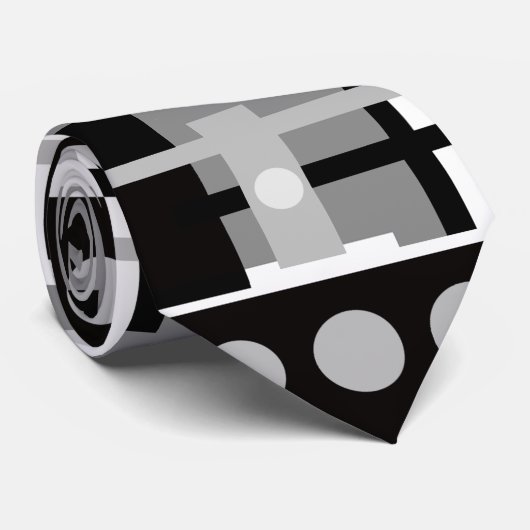 ミッドセンチュリーモダンブラックグレーホワイト抽象芸術 ネクタイ (ロール)