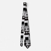 ミッドセンチュリーモダンブラックグレーホワイト抽象芸術 ネクタイ (裏面)