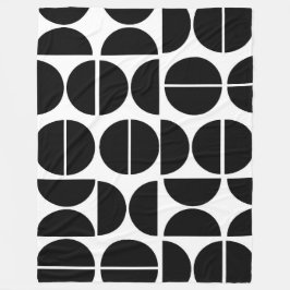 ミッドセンチュリーモダンブラックサークル抽象芸術 フリースブランケット