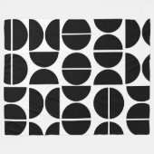 ミッドセンチュリーモダンブラックサークル抽象芸術 フリースブランケット (正面(横))