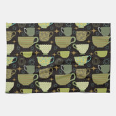 ミッドセンチュリーモダンブラックティーカップ キッチンタオル (横)