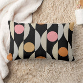 ミッドセンチュリーモダンブラックピンクオレンジレトロ ランバークッション (ブランケット)