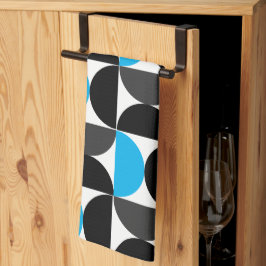 ミッドセンチュリーモダンブラックブルーとグレー キッチンタオル