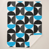 ミッドセンチュリーモダンブラックブルーとグレー シェルパブランケット (正面)