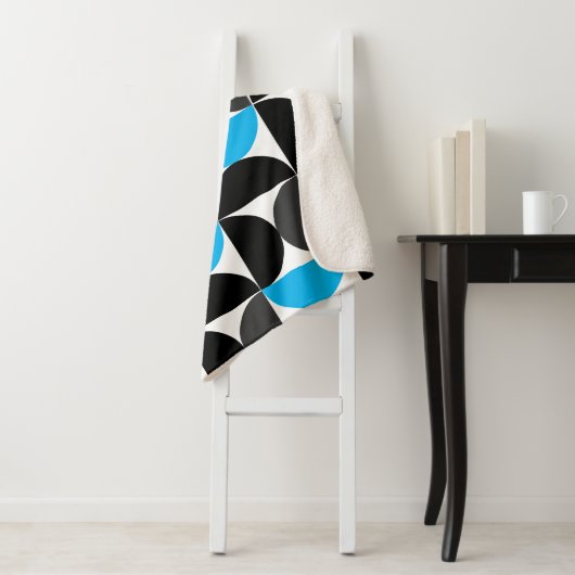 ミッドセンチュリーモダンブラックブルーとグレー シェルパブランケット (インサイチュ)