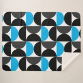 ミッドセンチュリーモダンブラックブルーとグレー シェルパブランケット (正面(横))