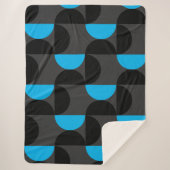 ミッドセンチュリーモダンブラックブルーとグレー シェルパブランケット (正面)