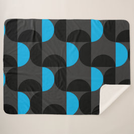 ミッドセンチュリーモダンブラックブルーとグレー シェルパブランケット