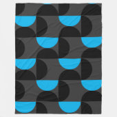 ミッドセンチュリーモダンブラックブルーとグレー フリースブランケット (正面)