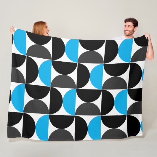 ミッドセンチュリーモダンブラックブルーとグレー フリースブランケット (インサイチュ)