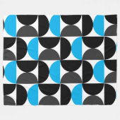 ミッドセンチュリーモダンブラックブルーとグレー フリースブランケット (正面(横))