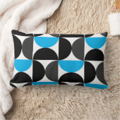 ミッドセンチュリーモダンブラックブルーとグレー ランバークッション (ブランケット)