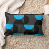 ミッドセンチュリーモダンブラックブルーとグレー ランバークッション (ブランケット)