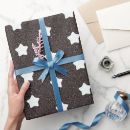 ミッドセンチュリーモダンブラックレトロ星模様 ラッピングペーパー