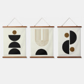 ミッドセンチュリーモダンブラック抽象芸術コンテンポラリー 吊り下げ型タペストリー (トリプル)