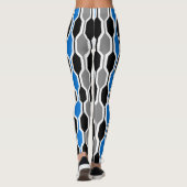 ミッドセンチュリーモダンブラック、ブルー、グレーヘキサゴン レギンス (裏面)