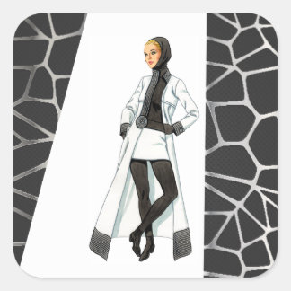 ミッドセンチュリーモダンブラック&ホワイトミニシャツ スクエアシール