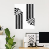 ミッドセンチュリーモダンブラック&ホワイト抽象芸術アート ポスター (ホームオフィス)