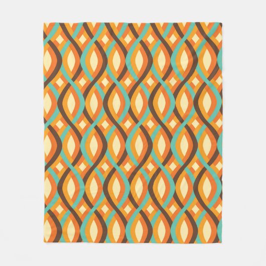 ミッドセンチュリーモダンブランケット、ダイヤモンドパターン フリースブランケット (正面)