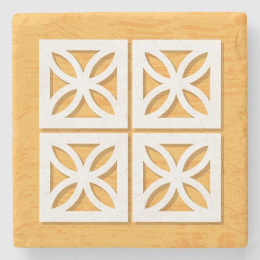 ミッドセンチュリーモダンブリーズブロックイエローコースター ストーンコースター (正面)