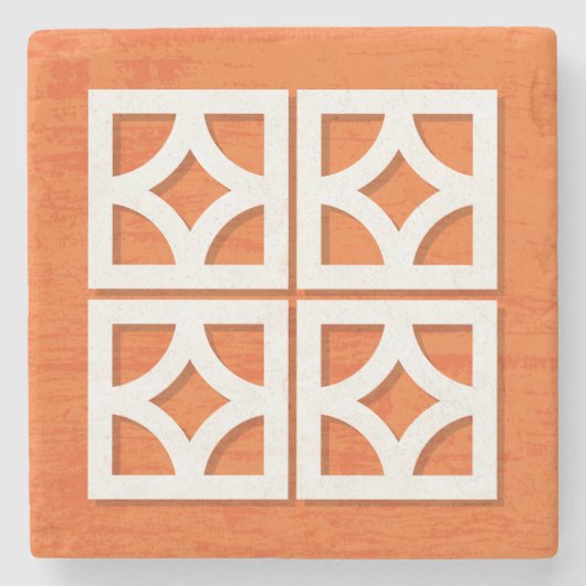 ミッドセンチュリーモダンブリーズブロックオレンジコースター ストーンコースター (正面)