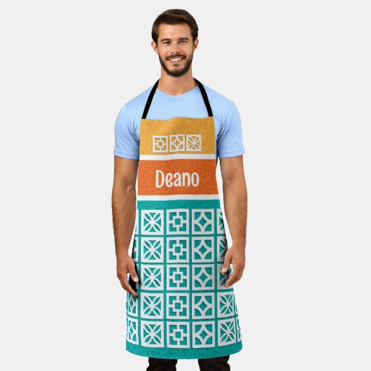 ミッドセンチュリーモダンブリーズブロックカスタムエプロン エプロン (着用した状態)