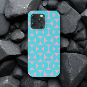 ミッドセンチュリーモダンブルーとピンクの抽象芸術シェイプ iPhone 13 PROケース