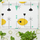 ミッドセンチュリーモダンブルーイエローシンプルレトロ キッチンタオル (折り畳み)