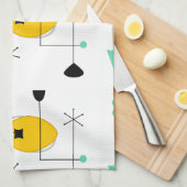 ミッドセンチュリーモダンブルーイエローシンプルレトロ キッチンタオル (四つ折り)