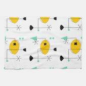 ミッドセンチュリーモダンブルーイエローシンプルレトロ キッチンタオル (横)